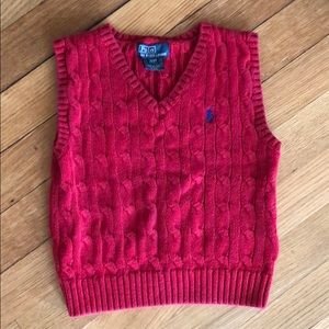 Ralph Lauren cable-knit cotton vest in red, 3T 🎁
